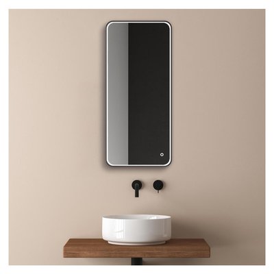 Miroir LED rectangulaire 90x40cm avec cadre alu noir NEBIA MOB IN