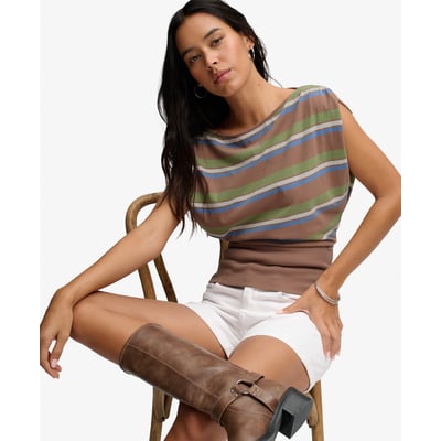 Top Bardot Rayé Côtelé Coupe Ajustée SUPERDRY