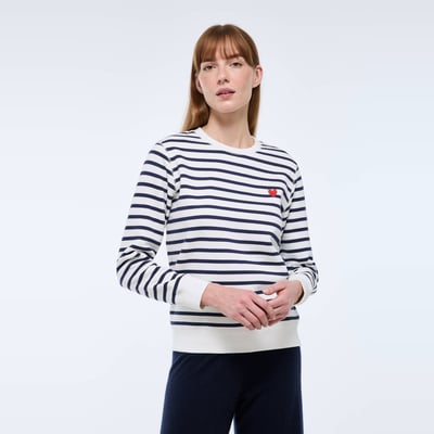Sweat marinière avec broderie coeur en molleton MONOPRIX