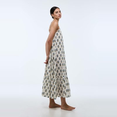 Chemise de nuit longue fines bretelles rayée en coton BIO GOTS MONOPRIX