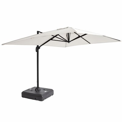 Parasol déporté 3x4m et dalle à lester sur roues aluminium, CASERTA OVIALA