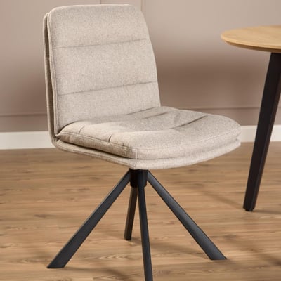 Chaises pivotantes en tissu beige et métal noir (lot de 2) - JAMES HELLIN, DEPUIS 1862
