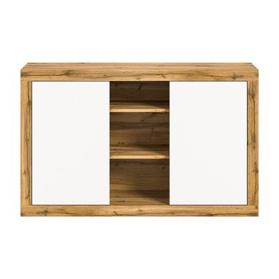 Buffet 2 portes et 3 niches blanc et chêne wotan L80 cm - MATRIX CALICOSY