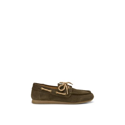 Chaussure bateau en cuir velours à l'aspect velours côtelé MARC O'POLO