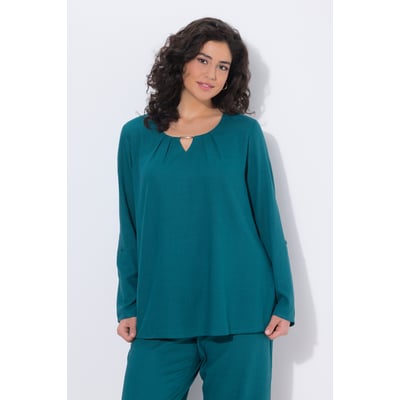 Blouse en lin mélangé, barrette fantaisie ULLA POPKEN