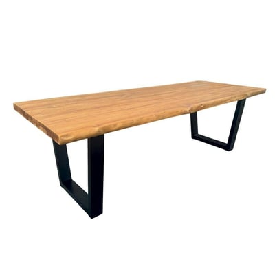 Table à manger bois de teck recyclé, pieds en U 240 cm TIMOR PIER IMPORT