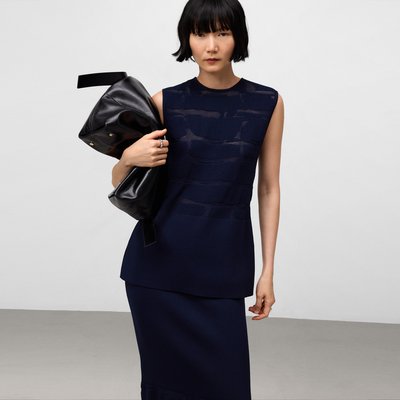 Top peplum en maille jacquard ADOLFO DOMINGUEZ