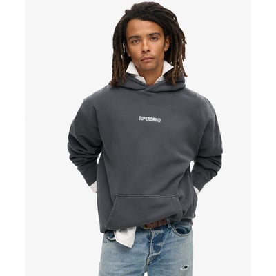 Sweat à capuche ample à motif et micro logo SUPERDRY