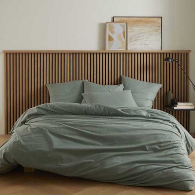 Parure de lit unie Housse de couette + 2 taies rectangulaires, Made in France, CŒUR SAUGE A DEMAIN
