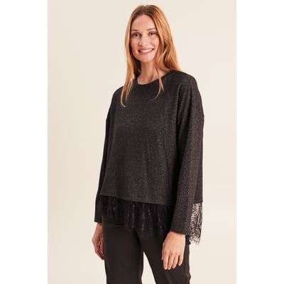 Pull col rond manches longues dentelle BREAL