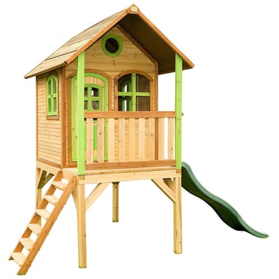 AXI Cabane enfant LAURA Brun Vert avec toboggan Vert AXI HOUSE