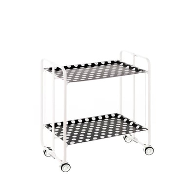 Desserte pliante BAUHAUS avec roulettes, Structure blanche, 2 niveaux, 4 positions DON HIERRO