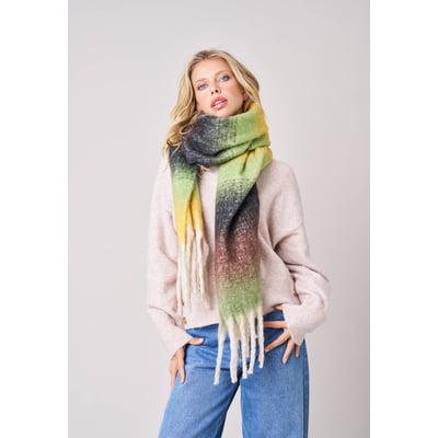 Écharpe rayée multicolore femme à franges JOANE DEELUXE