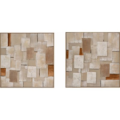 tableau abstrait texturé tons  et terracotta pour mur RECOLLECTION