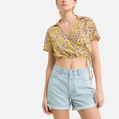 Kurze Bluse zum Binden, Animal-Printmuster NOISY MAY