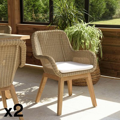 Fauteuil de jardin résine tressée beige (lot de 2) MANY PIER IMPORT
