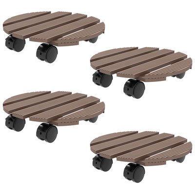 Lot de 4 supports ronds pour plantes avec roulettes intérieur extérieur OUTSUNNY