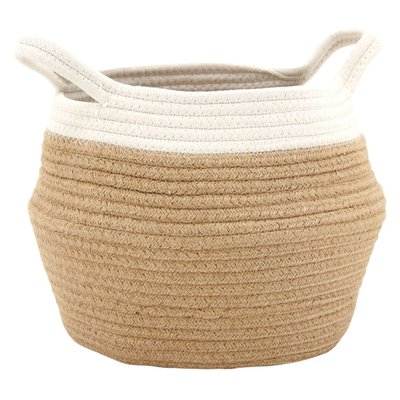 Set de 3 corbeilles en corde blanc et naturel avec 2 anses AUBRY GASPARD