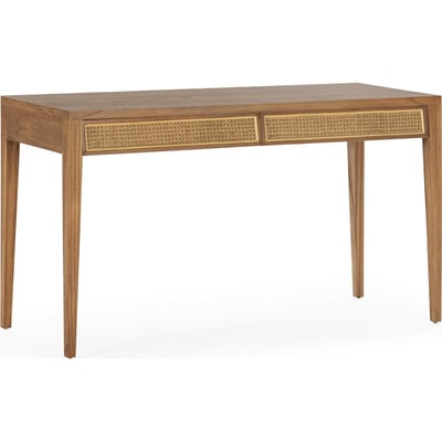 Bureau rectangulaire bois de cèdre et rotin RECOLLECTION