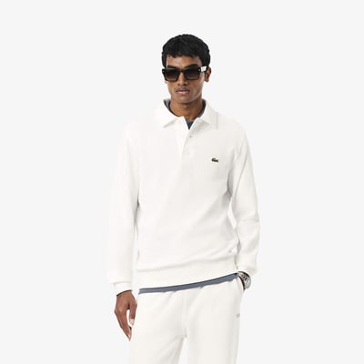 Sweatshirt col polo coton côtelé LACOSTE