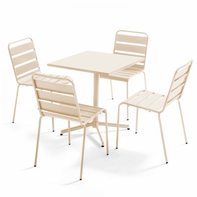Salon de jardin table inclinable et 4 chaises en métal, PALAVAS OVIALA