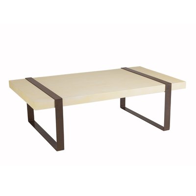 Table basse en béton beige pieds métal encastrés 135 cm BRASILIA PIER IMPORT