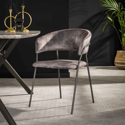 Chaise en velours gris à dossier rond (lot de 2) MELBOURNE PIER IMPORT