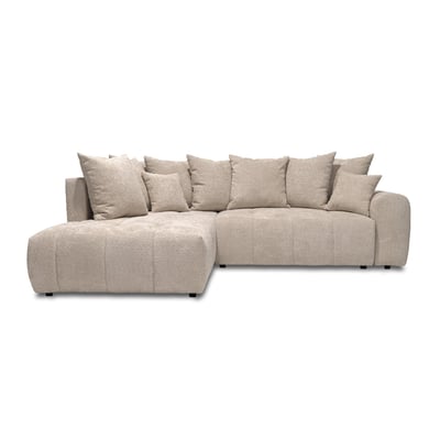 Canapé d'angle convertible 4 places en tissu bouclette, ROXELANE BOBOCHIC