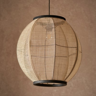 Zane Natural Linen Round Pendant Light ÉDITÉ