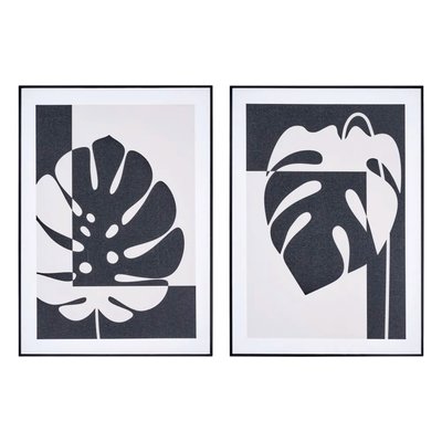 Set de 2 tableaux décoratifs dessins sur coton noir et blanc 51.5x2.5x71.5cm WADIGA