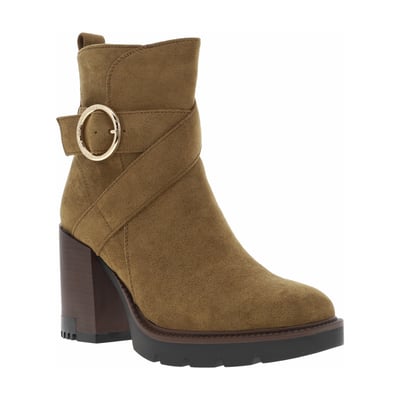 Boots camel à talon décroché haut et à zip avec boucle dorée à ardillon LPB Les P'tites Bombes