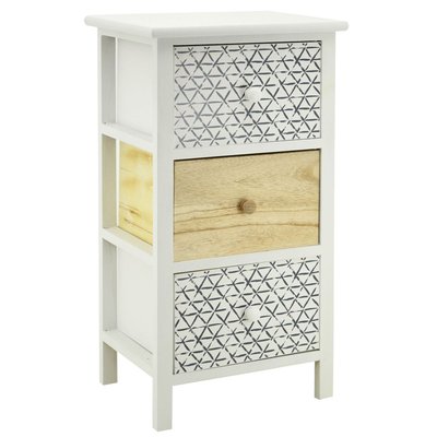 Commode en bois teinté blanc et naturel 3 tiroirs AUBRY GASPARD
