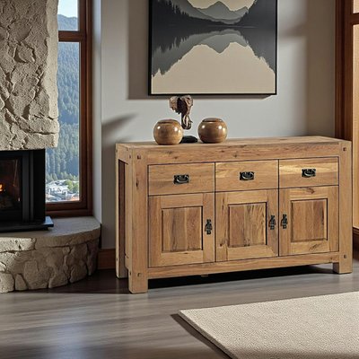 Buffet campagne chêne massif 3 portes 3 tiroirs 150cm FJORD PIER IMPORT