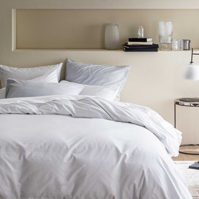 Housse de couette en satin de coton lavé, NUIT SATINÉE BLANC CERISE