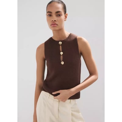 Top maille avec détail de perles MANGO