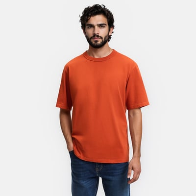 T-shirt en coton col rond manches courtes, stonewashed, effet délavé LA REDOUTE COLLECTIONS