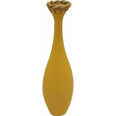 Vase bambou mostaza avec tresse jacinthe pour déco chaleureuse RECOLLECTION