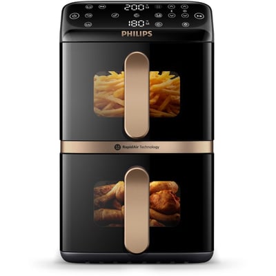Airfryer NA462/70 Friteuse sans huile Vertical Duo Noir/Cuivre, Série 4000 10L (5+5L) PHILIPS