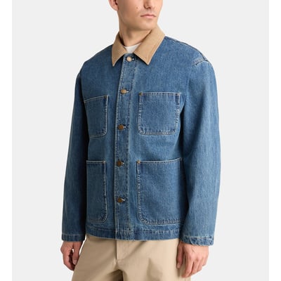 Veste droite torkim col velours coton denim GALERIES LAFAYETTE