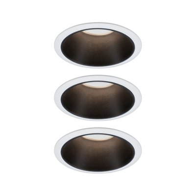 Kit 3 Spots Led Coin Cole À Encastrer Noir & Blanc 3 X 6,5w Dimmables PAULMANN
