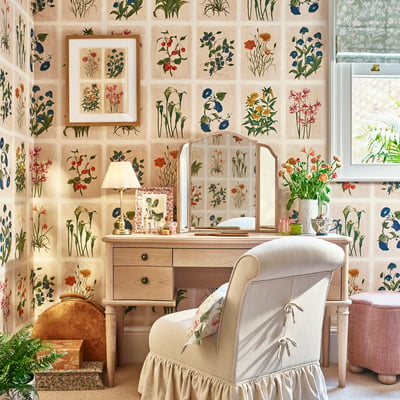 Papier peint botanique Mille fleurs  Pershore Postcards LAURA ASHLEY