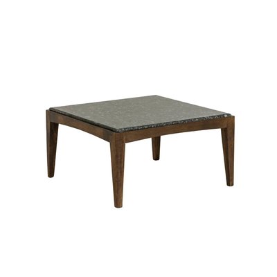 Table basse carrée en bois de manguier et marbre noir  ILITHE MADE IN MEUBLES 