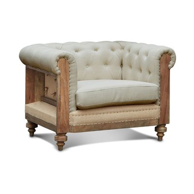 Fauteuil chesterfield en lin et coton MONTAIGU PRODUIT INTERIEUR BRUT