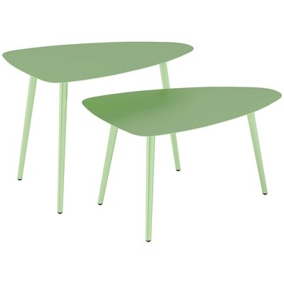 Lot de 2 tables basses gigognes de jardin design acier métal OUTSUNNY