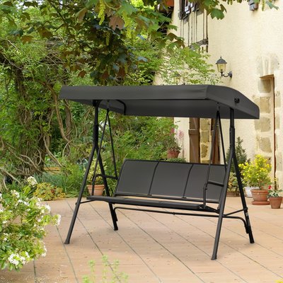 Balancelle de jardin 3 places acier époxy textilène OUTSUNNY