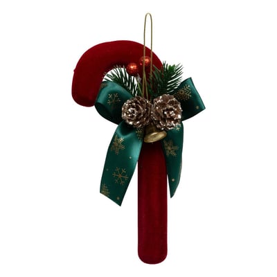 Décoration de sapin sucre d'orge velours rouge 17cm ATMOSPHERA