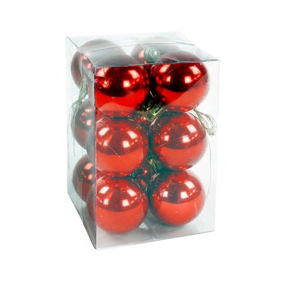 Set de 12 boules de Noël rouges - 4cm WADIGA