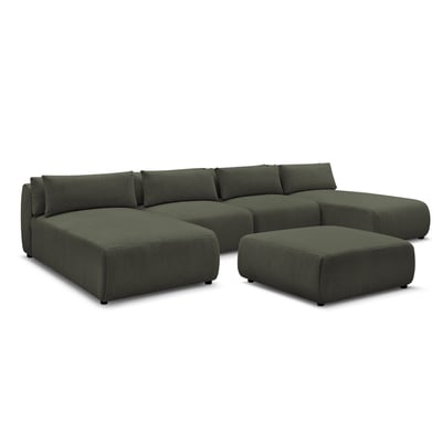 Canapé modulable 5 places en tissu chiné, JANA BOBOCHIC