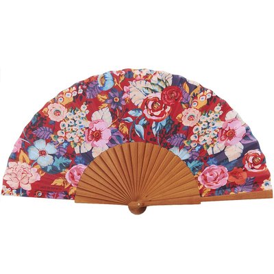 Eventail en bois de merisier et toile coton LOUISON VENT DE BOHÈME