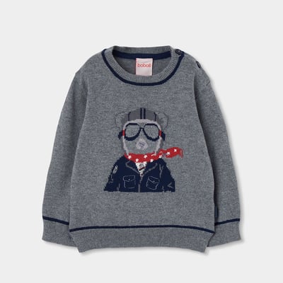 Pull garçon imprimé ours pilote BOBOLI